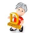 Illustration of a isolated document icon  carried by a cute boy