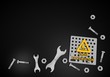 3d graphic of a regular folder sign on black technic background