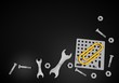 3d graphic of a regular folder sign on black technic background