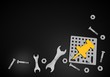 3d graphic of a regular folder sign on black technic background