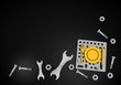 3d graphic of a regular folder sign on black technic background