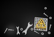 3d graphic of a regular folder sign on black technic background