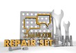 Illustration of a isolated house sign repair set