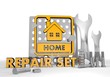 Illustration of a isolated house sign repair set