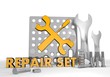 Illustration of a isolated house sign repair set