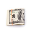 packs of dollars with a rubber band