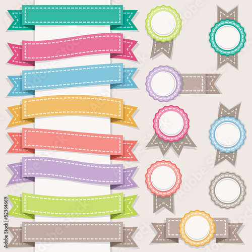 Vector: Set of ribbons and stamps. Set of ribbons and stamps.