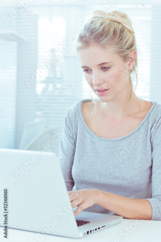 Photo: Attractive woman working on her laptop Attractive woman working on her laptop