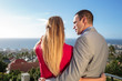 Rear view of a couple on balcony