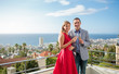 Smiling couple toasting with champagne
