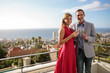 Lovely couple holding glass of champagne