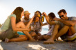 Friends partying on the beach 