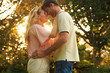 Lovers relaxing in a park