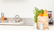 Vegetable putting on counter