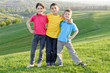 Photo: happy kids on the hillside happy kids on the hillside