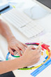 Designer working with a colour wheel