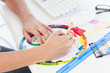 Designer working on a colour wheel