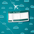 Air ticket on sky background.
