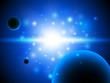 Vektor: Space background with stars and planet. Space background with stars and planet.