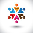 Abstract multi-color people icons in circle- vector graphic