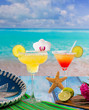 Cocktails Margarita and sex on the beach on blue CaribbeanCockta