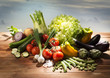 Vegetable on the  wooden table