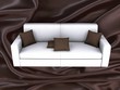 Sofa on silk fabric as background