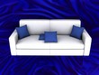 Sofa on silk fabric as background
