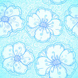 Vector ornate poppy flowers seamless pattern
