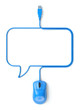 Illustration: Blue mouse and cable in the shape of speech bubble Blue mouse and cable in the shape of speech bubble