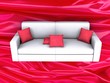 Illustration: Sofa on silk fabric as background Sofa on silk fabric as background