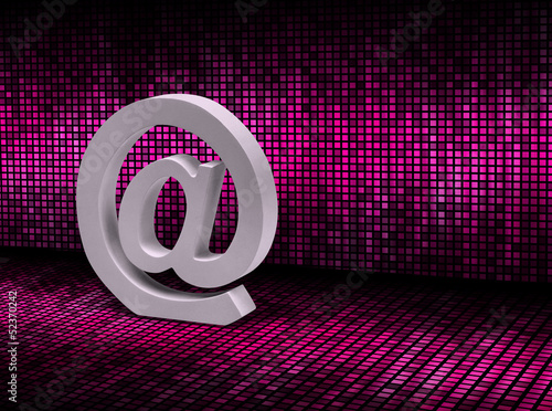 Photo: E-mail @ sign on pixel graphic background E-mail @ sign on pixel graphic background