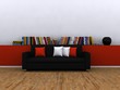 Living room with library