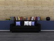 Living room with library
