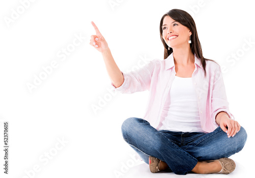 Photo: Woman pointing with finger Woman pointing with finger