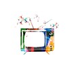 Vektor: Colorful vector tv background with hummingbirds Colorful vector tv background with hummingbirds