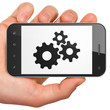 Information concept: Gears on smartphone