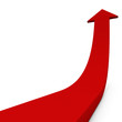 Illustration: Red ascending arrow concept image. Red ascending arrow concept image.