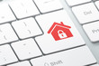 Privacy concept: Home on computer keyboard background
