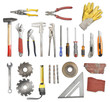 Set of tools isolated on white background