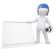 3d man holds a football helmet desk calendar