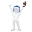 3d man in a football helmet raised his hands up