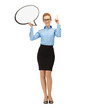 Photo: businesswoman with blank text bubble businesswoman with blank text bubble