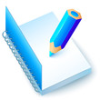 Blue vector notebook with colored pencil