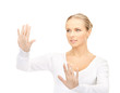 woman working with virtual screen