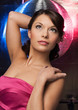 woman with disco ball