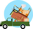 Vektor: Pickup truck loaded with furniture Pickup truck loaded with furniture