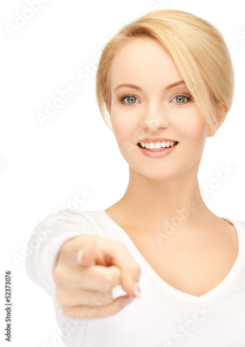 Photo: businesswoman pointing her finger businesswoman pointing her finger