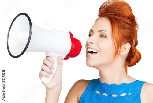 Photo: woman with megaphone woman with megaphone