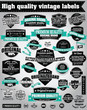 Set of vintage retro labels, stamps, ribbons, marks, vector